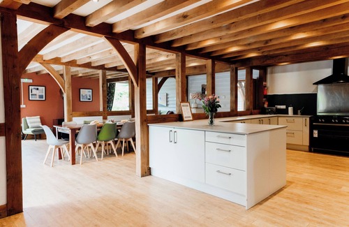 Devils Bridge House | Luxury renovated barn + countryside farmhouse with large hot tub sleeping 50