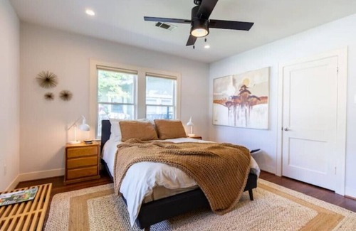 Woodland Heights House | mid-century bungalow + private retro studio with outdoor hot tub