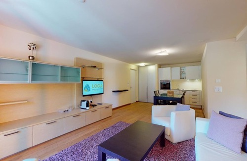 Madulain Apartment | Modern 3½ room flat on the ground floor, approx.