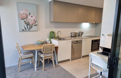 Greenway Apartment | Modern designer gem with access to complex pool, spa, sauna and rooftop park.