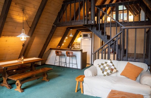 Camp Connell Cabin | Modern Rustic Lofted A-frame+Spacious Deck+Great Views+Central Heat+Wood Stove