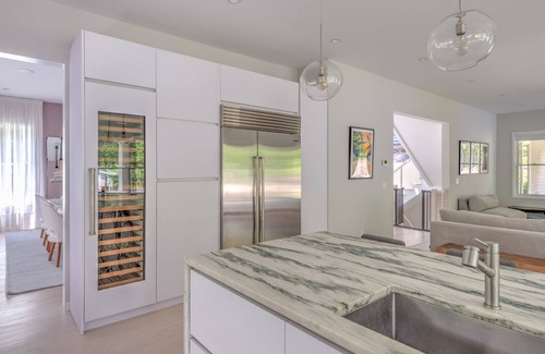 Amagansett North House | Modern-style home with heated private pool, open-floor plan, ample natural.