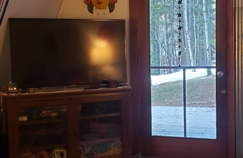 Evergreen Cabin | Mountain Bliss is a quiet mountain retreat, sleeps 7, hot tub, pet friendly