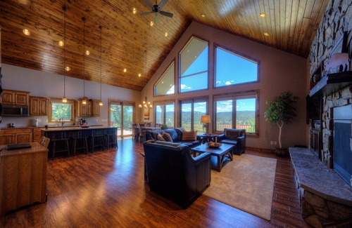 Sturgis House | Mountain-view home w/private hot tub, natural gas grill & gas fireplaces