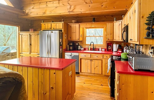 Zirconia House | Mtn-view home close to parks with private sauna, decks, wood stove, grill, W/D