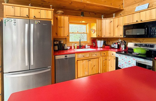 Zirconia House | Mtn-view home close to parks with private sauna, decks, wood stove, grill, W/D