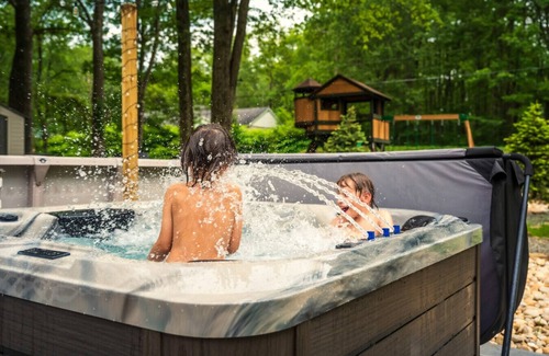 Pocono Summit House | NEW! Dream House- Heated Salt Pool, Hot Tub, Game Room, Lake Access
