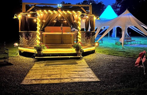 Athens RV Rental | Northwoods Glamping Tent with WiFI, AC/Heat, Hot Tub, ATV and Snowmobile Access