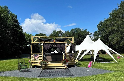 Athens RV Rental | Northwoods Glamping Tent with WiFI, AC/Heat, Hot Tub, ATV and Snowmobile Access