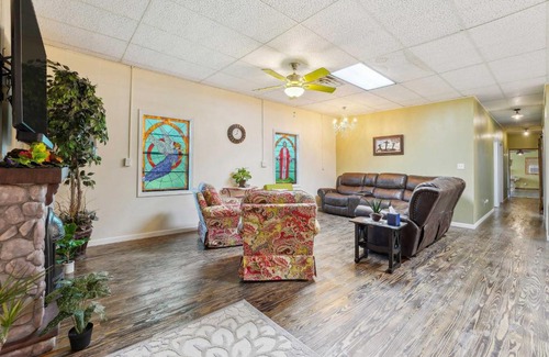 Omaha House | Old Church Retreat with Fire Pit and Air Hockey!