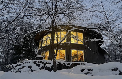 Walton Park Cabin | Osseo Lake Lodge Unique Octagon Home with Sunset Views & Private Waterfront