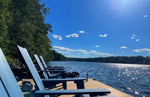 Walton Park Cabin | Osseo Lake Lodge Unique Octagon Home with Sunset Views & Private Waterfront