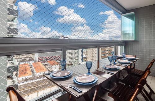 Boqueirao Apartment | Piemax Praia Grande - 100m PRAIA do BOQUEIRÃO e CENTRO - Vista MAR - Varanda GOURMET com CHURRASQUEIRA privativa - AR CONDICIONADO em todos os ambientes - Wi-Fi 600 Mbps - HOME OFFICE- Vaga de Garagem - Acomoda até 6 pessoas
