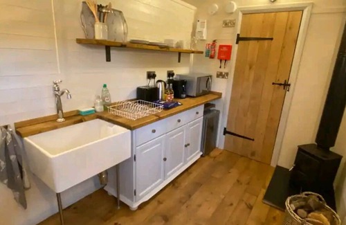 Paignton Cabin | Plum Hut, romantic shepherd hut retreat with log burner, hot tub, pet friendly!