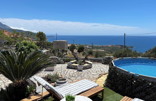 Lefktron Apartment | Pool, Amazing Sea View Master bedroom suite, King Bed, Outdoor Shower for 2
