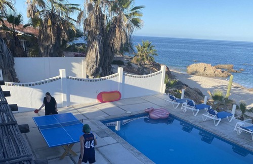 Pescadero House | Private beachfront pool, airy & open living area leading to an outdoor oasis
