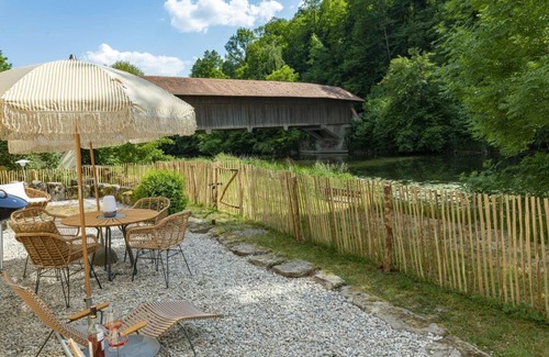 Langenburg House | Pure Jagst vacation home, dream location by the river with fireplace room and infrared cabin
