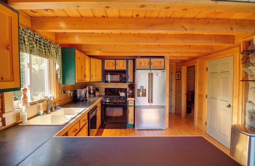 North Anson House | Quintessential Maine Log Home with Private Shore. Stone Fireplace.Pet Friendly!