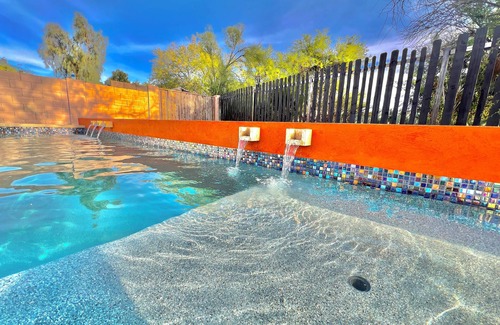 Fountain Hills House | Quirky and stylish home with pool wood burning hot tub and game room & dinosaurs