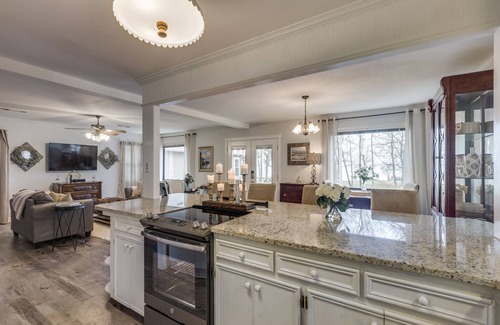 Chandler House | Relaxing Lakefront Home w/Boat Dock, Fire-pit and private Walk-in Beach! Gated