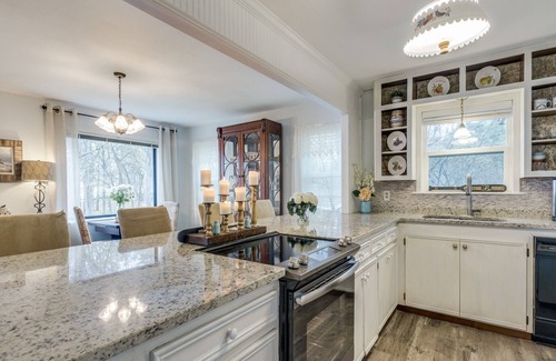 Chandler House | Relaxing Lakefront Home w/Boat Dock, Fire-pit and private Walk-in Beach! Gated