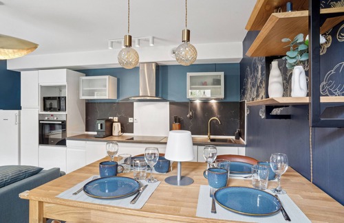 Saint-Priest Apartment | Retro-chic elegance with terrace near the tramway