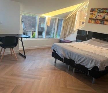 Leeuwarden House | Ruime slaap kamer met werkplek en privé badkamer bij Jacqueline