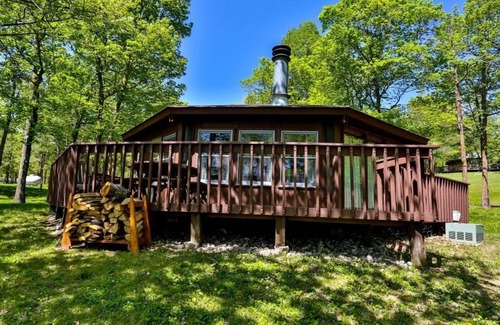 Puposky Cabin | Scenic Lakeside Octagon - Lake Views & Rustic Wood Stove