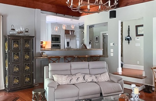 Hampton Falls House | Seacoast home with private pool, sunroom, patio, grill, firepit, & fireplace
