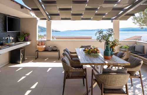 Duce Villa | Seaview villa Mila with 4 en-suite bedrooms, private heated pool, Finnish sauna, Treadmill, sandy beach 250m