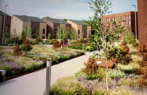 Glasgow House | SEC HYDRO Executive Triplex Townhouse, Glasgow City Central, 3 Bedrooms/3 Bathrooms, 1 Living room/kitchen, 3 Floors, Master Bed's TERRACE, Main door, Garden, (Gym/Sauna/Steam/Indoor Swimming Pool Access), Parking - By CALA Homes