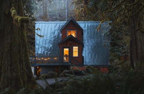 Skagit County House | Secluded Forest Cabin with Hot Tub and Private Waterfall