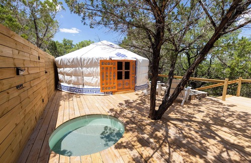 Dripping Springs Cabin | Secluded, Romantic Yurt w/Hot Tub at The Yurtopian - "Dottie"