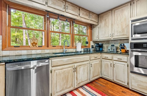 LaGrange House | Serene Lakefront Home: Private Dock, Expansive Decks, Game Room & Nature Views