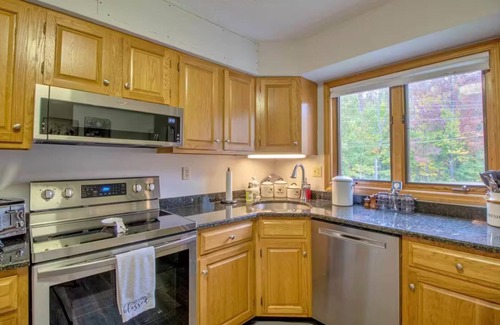 East Burke Condo | Ski-in Condo on Mountain Woodstove/Hot Tub Access