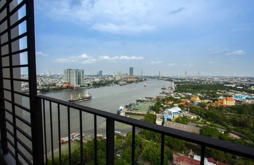 Rat Burana Condo | Spacious condo with panoramic river view. Peace and quiet, good for resting.