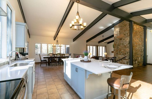Asheville House | Spacious Lodge nestled in Private Wooded Acres: hot tub, firepit, llama & petting goats, trails, fresh eggs + 15 min to AVL