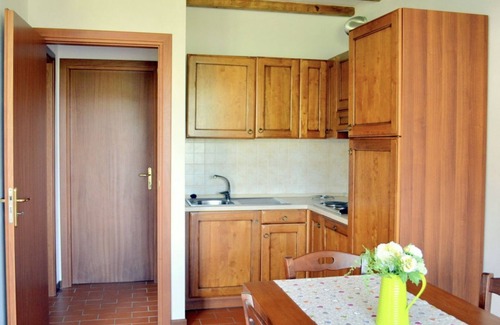 Suvereto Apartment | Spacious two-room apartments (about 45 sq m), featuring a large living room with equipped kitchenette and double sofa bed, double bedroom and bathroom with shower. Large covered first floor balcony.They are also equipped with:Bed linen and towels,dis