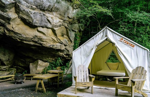 Ansted RV Rental | Tentrr State Park Site - WV Hawk's Nest State Park - Site A - Double Camp