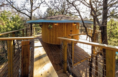 Paige Cabin | The Elf's Aerie, An Enchanting Dog-Friendly Treehouse in the Lost Pines Shire