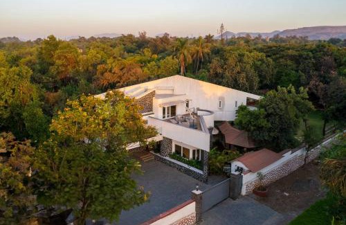 Tungarli Villa | The Grey Medley by StayVista with Mediterranean interiors, Swimming pool, Jacuzzi, Projector & A lush lawn with Gazebo