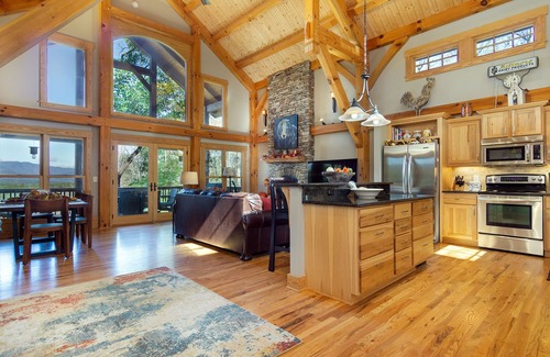 Old Fort House | Timber Hideaway | Pet-Friendly Timber Frame Home with Hot Tub & Views!