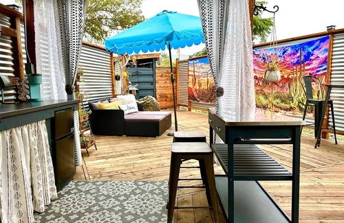 El Cajon Cabin | Tiny House Farm Stay with Outdoor Kitchen, Private Deck & Shared Pool