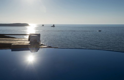 Parikia Villa | Traditional Cycladic style, waterfront Villa with unique pool and sunset view