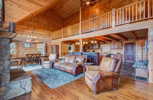 Frank Cabin | Up Here In the Mountains - Luxury Cabin in Newland with Views, Hot Tub, & Pool Table!