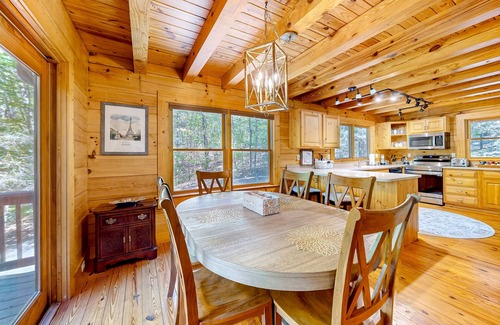 Mountain Vista Cabin | Woodsy cabin with hot tub, gas fireplace, firepit, balcony & gas grill
