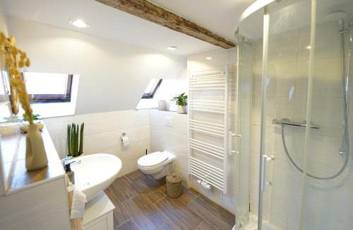 Giebichenstein House | Zentrale, gemütliche Dachgeschoss-Etage - 52qm - Altes Haus auf 2,5 Etagen exklusiv für Dich - mit 1 Schlafzimmer, Wohnzimmer und Rückzugsraum zum Verweilen - Küche, großes Bad, Netflix