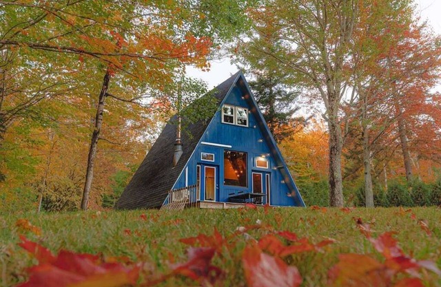 Alpine A-Frame - midcentury cabin by Lake Raponda