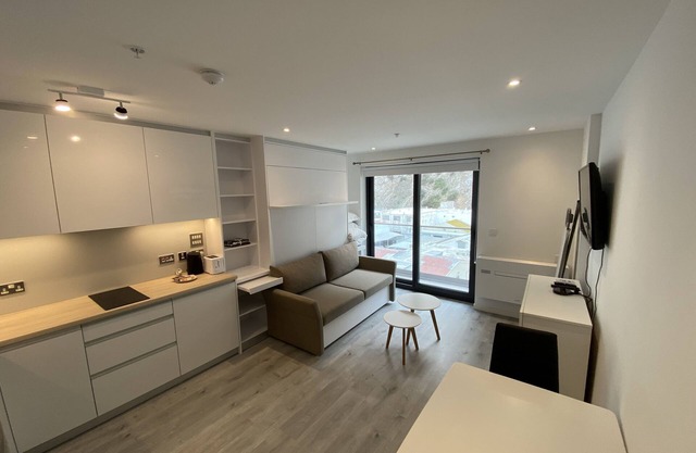 Brand new luxury studio with gym near the beach with balcony