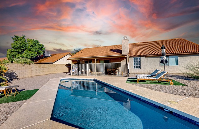 Charming & sunlit villa with private pool, patio, & firepit - near golf & trails